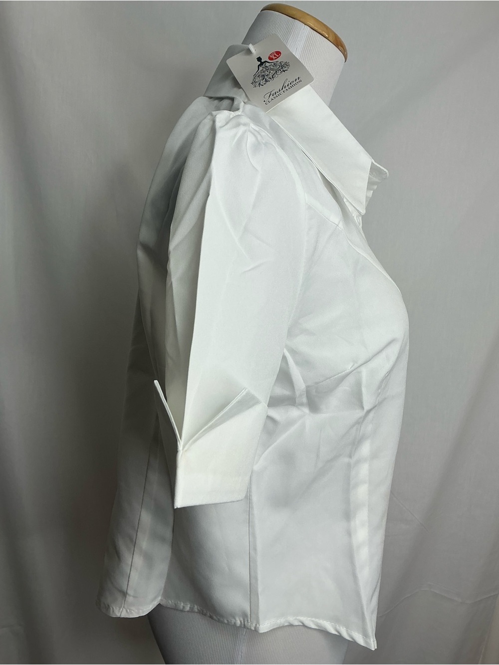 2123 - Classic White Button-Up Women's Shirt - Picture 3 of 6